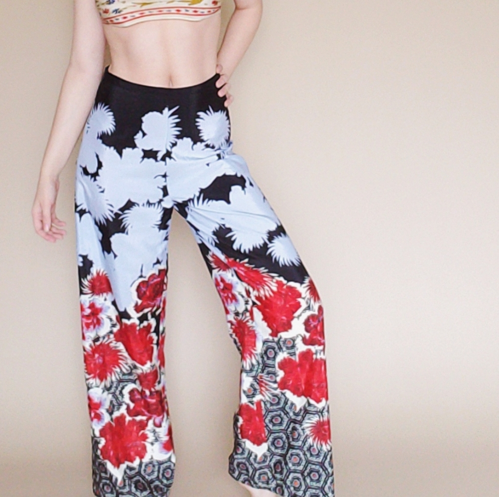Topshop Colorful Floral Flowy Pants